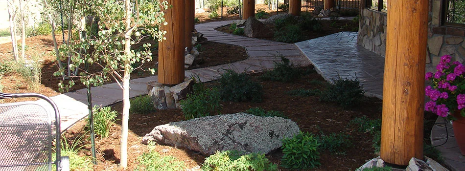 Natural stone walkway at a home in Loveland, CO.