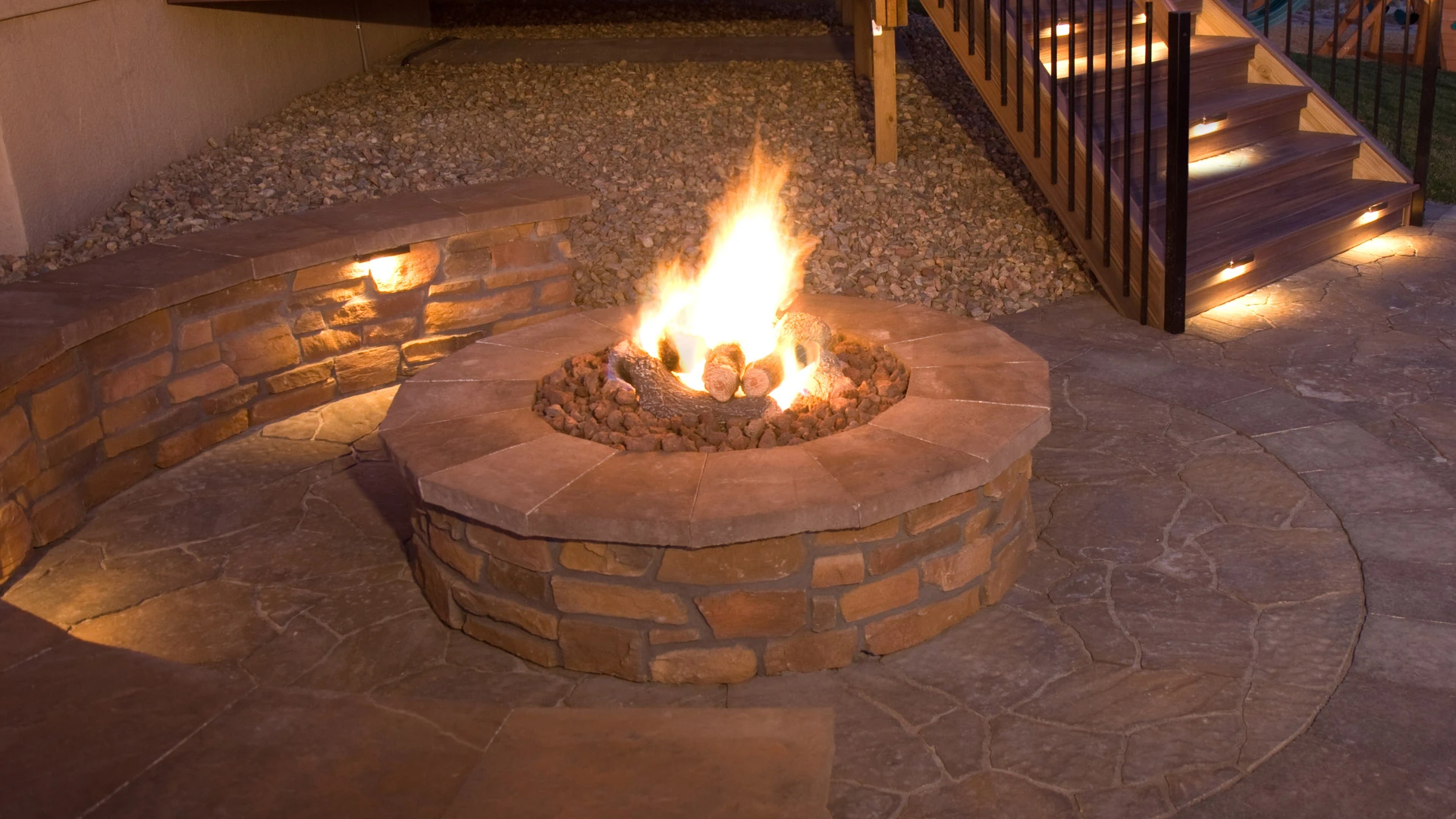Recently constructed gas fire pit at a residential property in Loveland, CO.