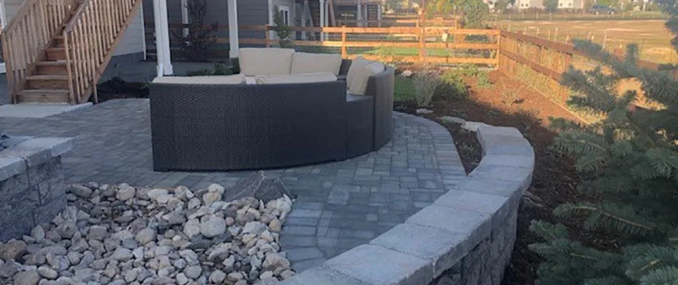 Custom seating wall and outdoor paver patio in Fort Collins, CO.